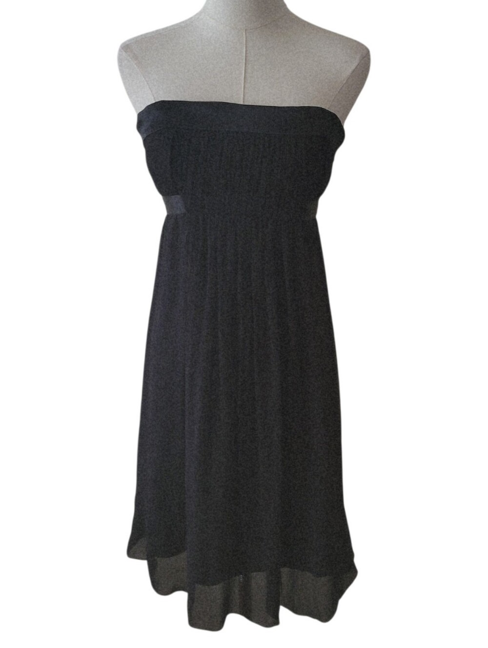 BCBG Max‎ Azaria Black Silk Strapless Babydoll Cocktail Dress Size 6
